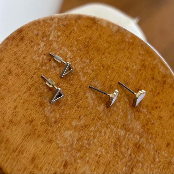 Heart and Triangle Stud Earring Set - Picture 4 of 12